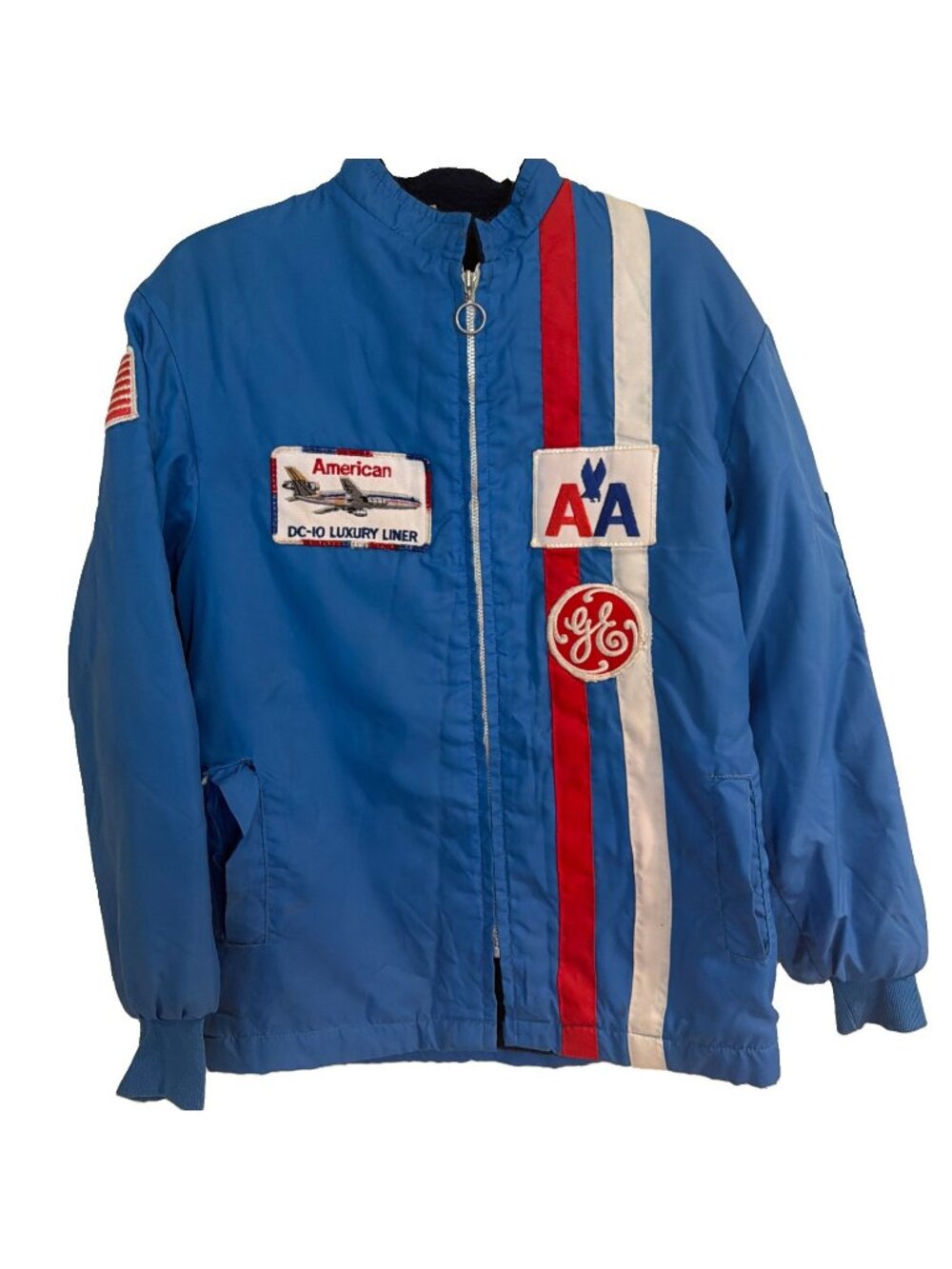 Vintage 70s 1976 AMERICAN AIRLINES DC10 Luxury LinerJacket Windbreaker Sz M